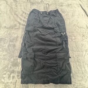 TUI Totally Unstoppable Black Cargo Maxi Skirt Gorpcore Drawstring Utility UK 34